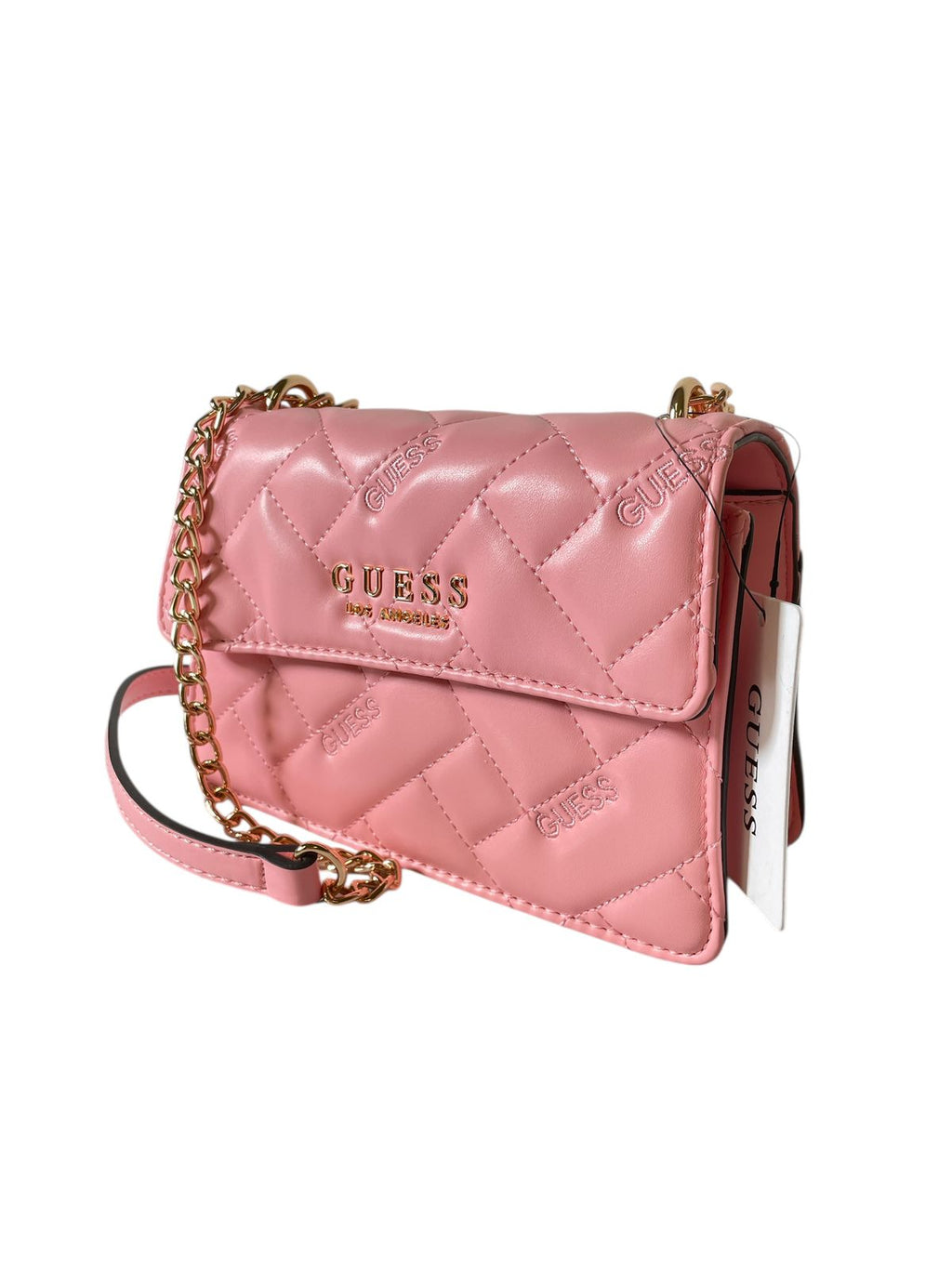 Bolsa Clutch GUESS Acolchada Rosa o Negra con Cadena Dorada – Estilo y Glamour Compacto